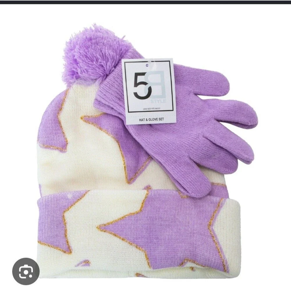 Berkshire Fashions Kids' Shooting Star Pom Beanie Hat & Glove Set